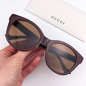 GUCCI LOGO GG1002SK 003 Sunglasses Brown Black Round Women
